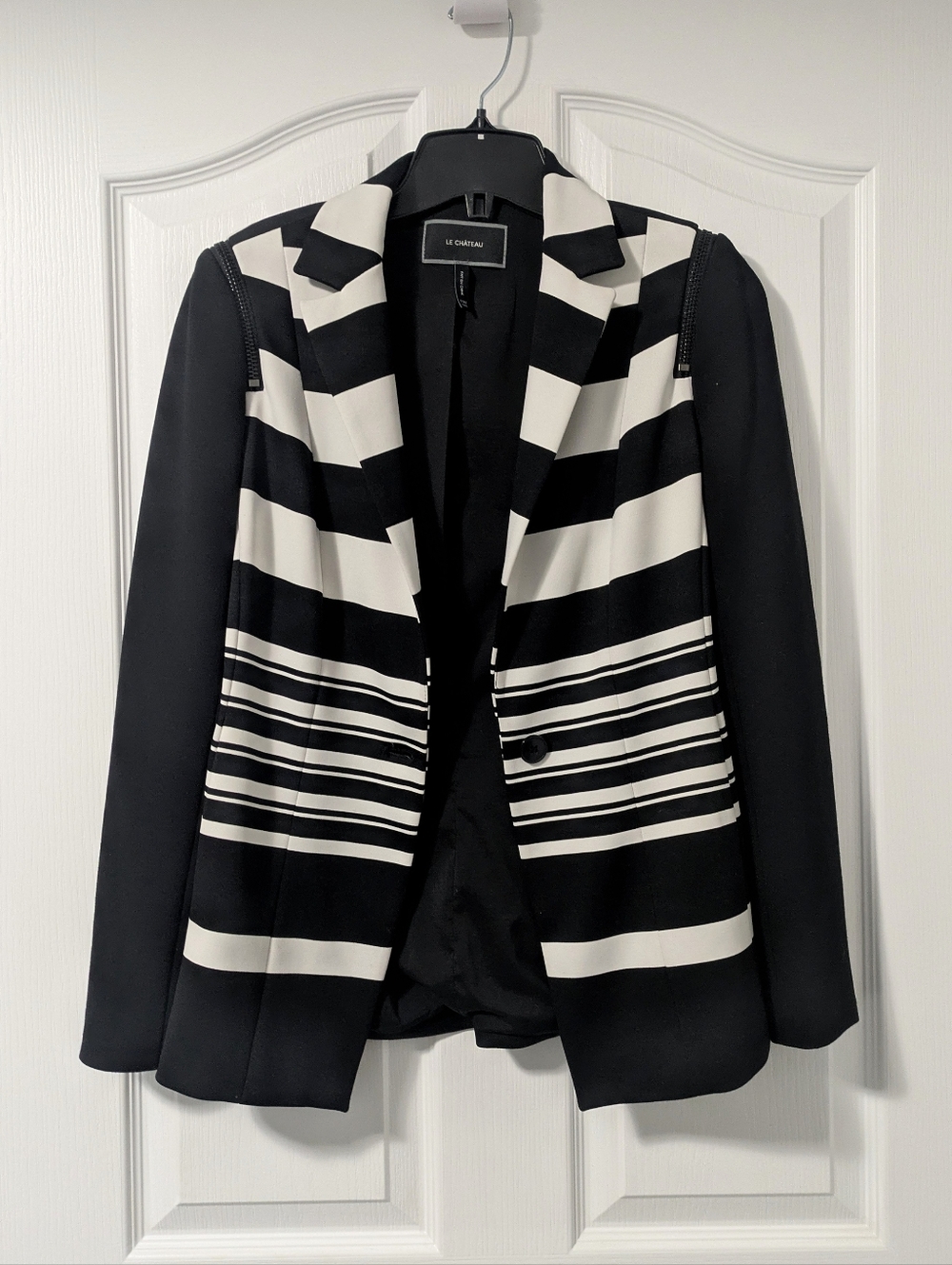 le chateau Black and White Striped Women's Blazer